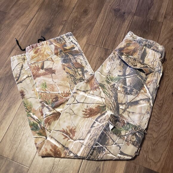 Real Tree Camo Hunting  Winter Pants Men's Drawstring Ankles Sz 28x30 - Picture 1 of 6